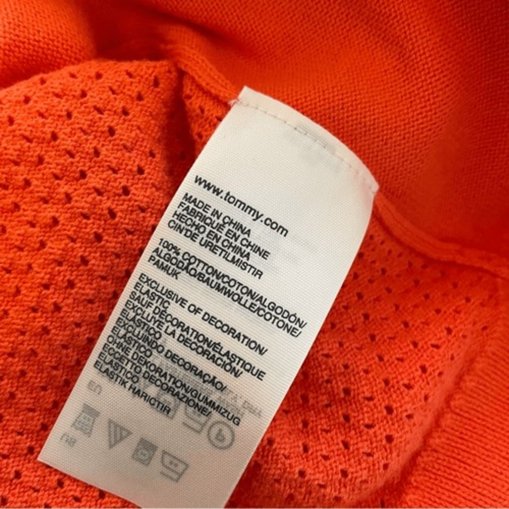 Tommy Hilfiger Womens Orange Cotton V-Neck Button Front Cardigan Sweater Size M - Picture 8 of 8